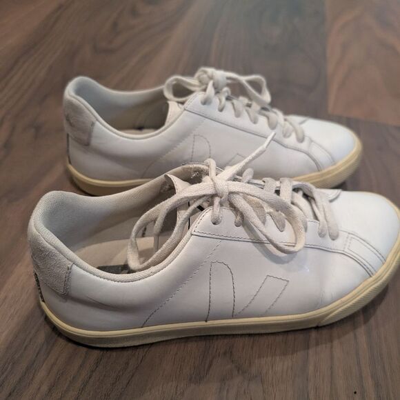 Veja Esplar Women's Sneakers Size 8 Leather White Lace Up Shoe Excellent Casual - Picture 4 of 10